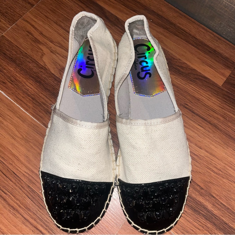 Circus by Sam Edelman Women's Black and Cream Espadrilles